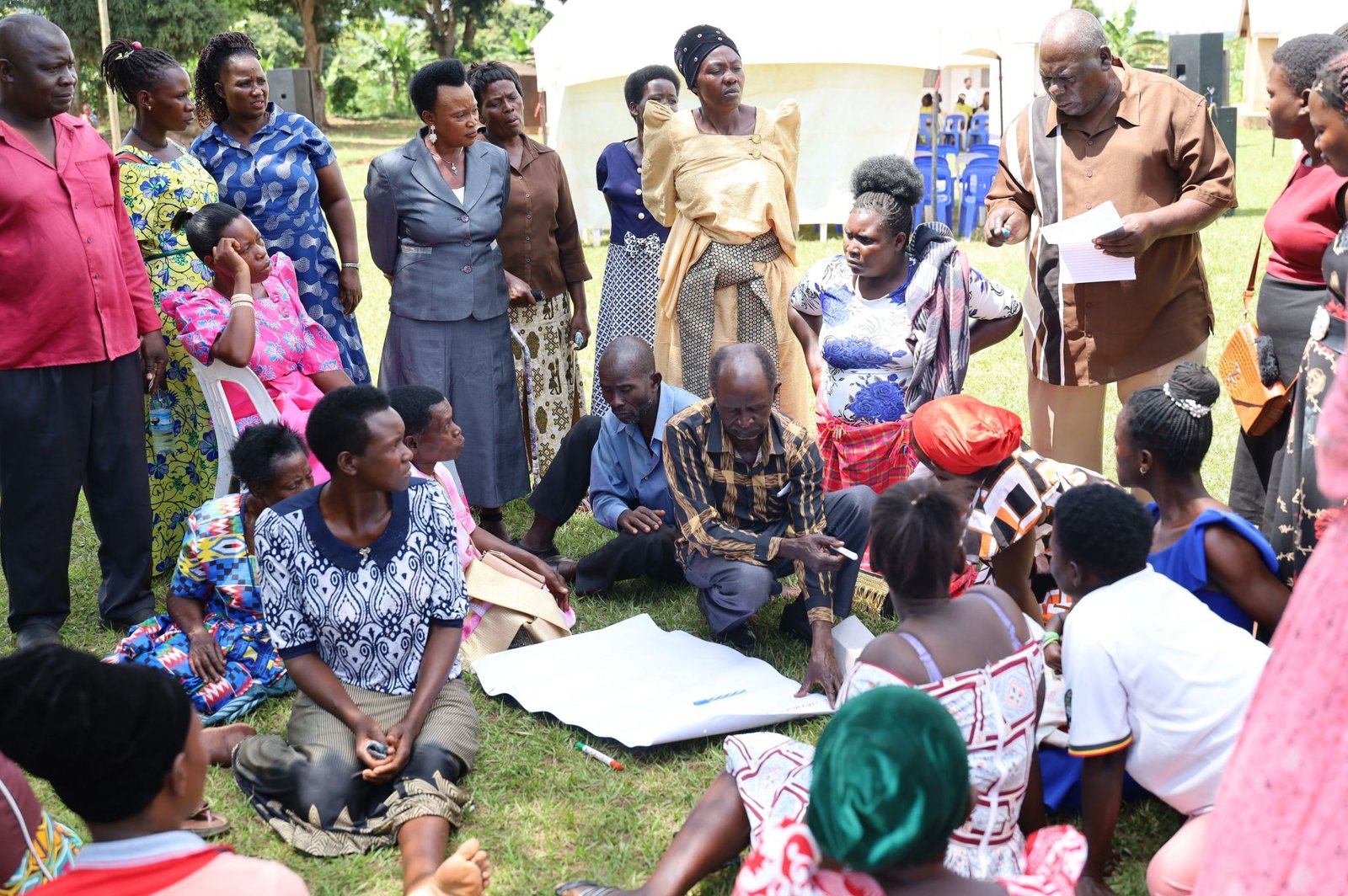 Workshop participants co-creating solutions in Buweke Village